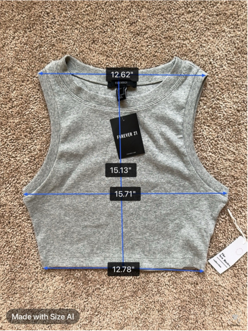 Forever 21 Womens Sleeveless Stretch Cropped Tank Top Gray Size L - Picture 6 of 6